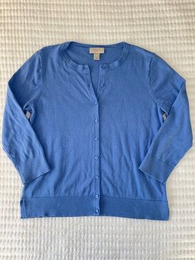 LOFT Cobalt Blue Button Down Crewneck Cardigan